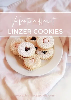 plate of valentine heart linzer cookies