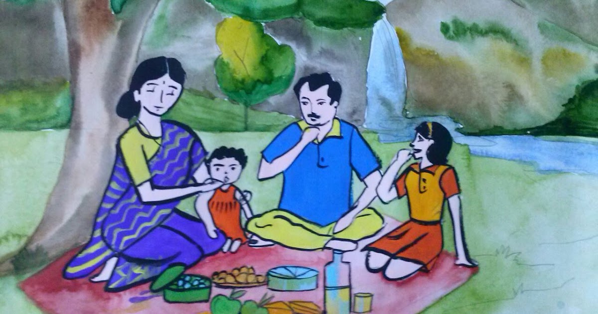 Family Picnic Drawing. - Oil and Acrylic Artwork By Riddhi. | Facebook