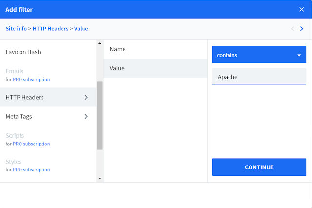 Advanced Search Filter to find Apache servers belonging to a target