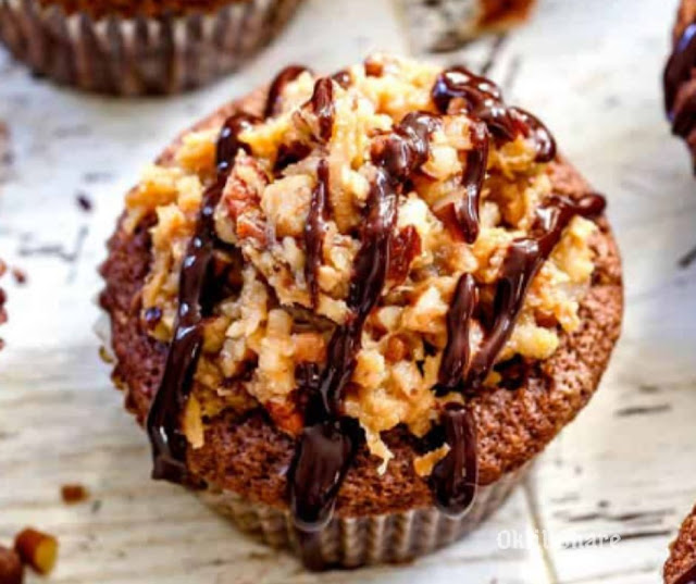 German Chocolate Cupcakes With Ganache Filling