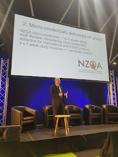 Tom Worthington presenting on microcredentials at EduTECH 2019 Australia. Photo by CAPA President