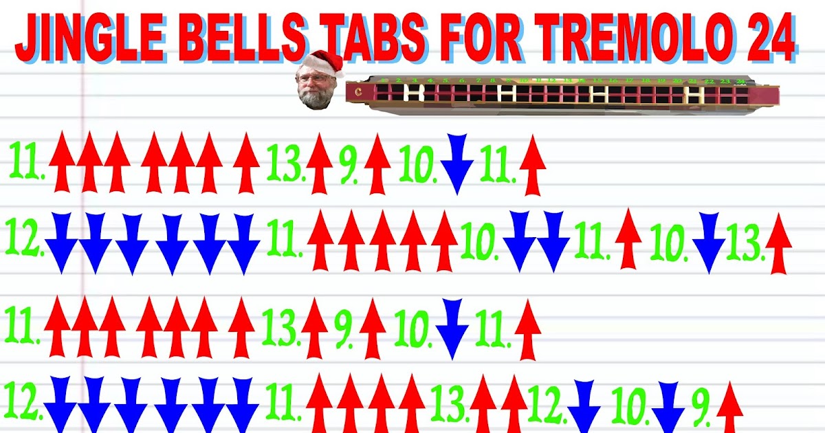 TABS For Jingle Bells on a Tremolo Harmonica with 24 Holes