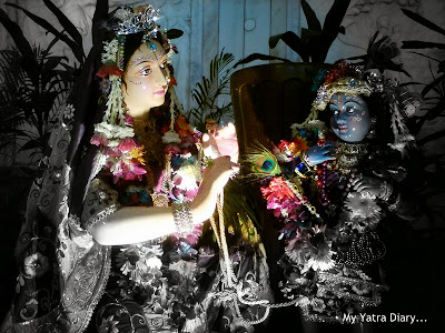 Divine image of Mother Yasoda with Lord Krishna at the ISKCON temple Delhi