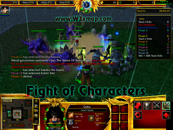 download map fight of character Warcraft map anime: fight-of-characters.