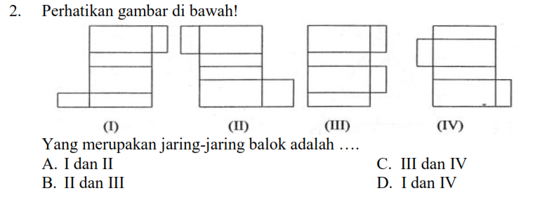 Soal Jaring Jaring Balok Kelas 5 Sd