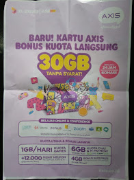 Bantuan Kartu Perdana + Kuota Internet 30 GB dari Axis - Catatan SMK