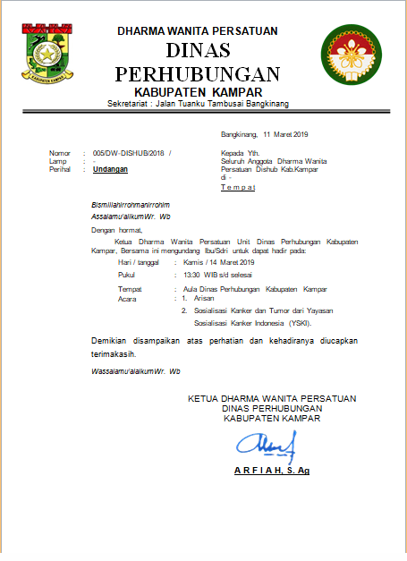 Contoh Surat Undangan Dharma Wanita Contoh Surat - Riset