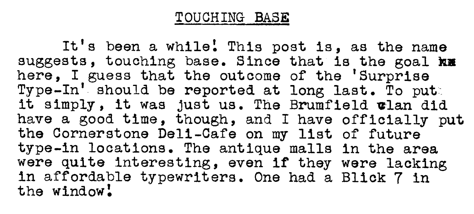 The Daily Clipper Touching Base