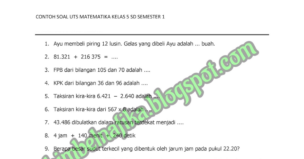 Soal Matematika Dalam Bahasa Inggris Kelas 1 Sd Soal Matematika Dalam Bahasa Inggris Kelas 1 Sd