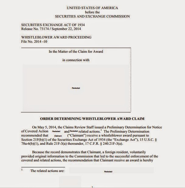 Obama Whistleblower SEC Announces 30 Million Whistleblower Award