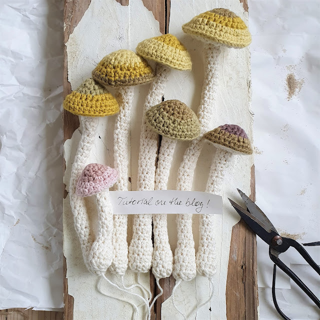 Häkelpilze mit langen Stiel * Tutorial * crochet mushrooms with a long stem