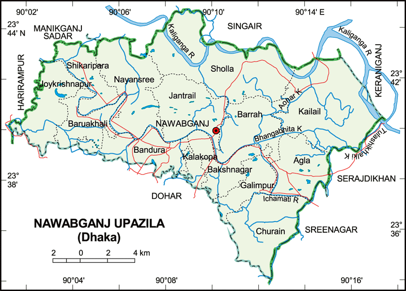 Nawabganj Upazila Map Dhaka District Bangladesh