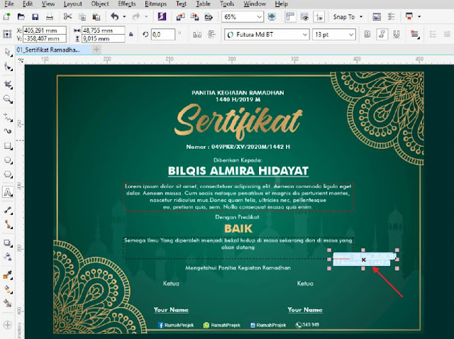 Desain Sertifikat Pesantren Ramadhan elegan Dengan CorelDraw Desain Sertifikat Pesantren Ramadhan elegan Dengan CorelDraw