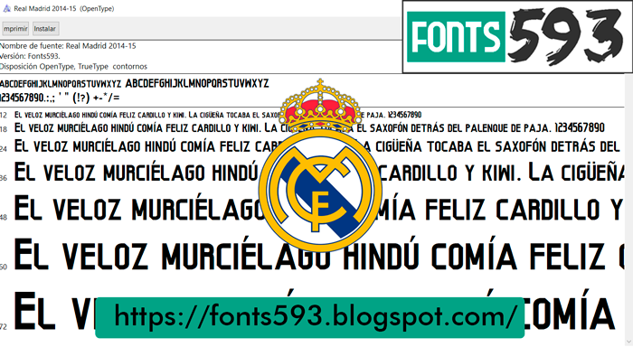 Tipografía Real Madrid 2014-2015