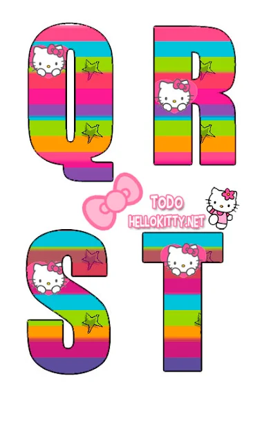 Abecedario Arco Iris de Hello Kitty. Rainbow Hello Kitty Alphabet.