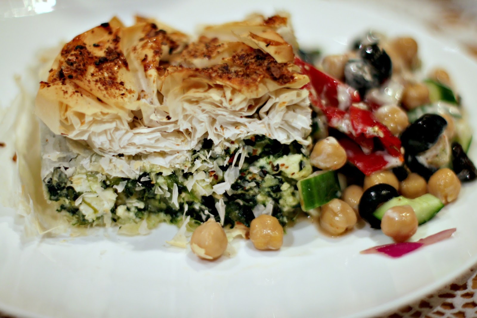 Milk and Honey Cheese and Mixed Greens Filo Pie