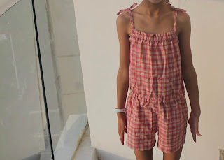 Plaid girls' romper made from the Purl Soho Summer Romper sewing pattern.