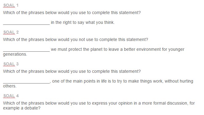 Contoh Soal Identify language for expressing fact and