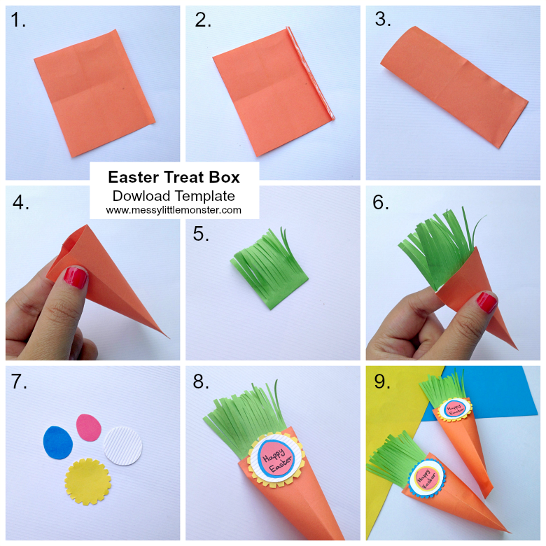 Easter Carrot Treat Box Paper Craft Messy Little Monster