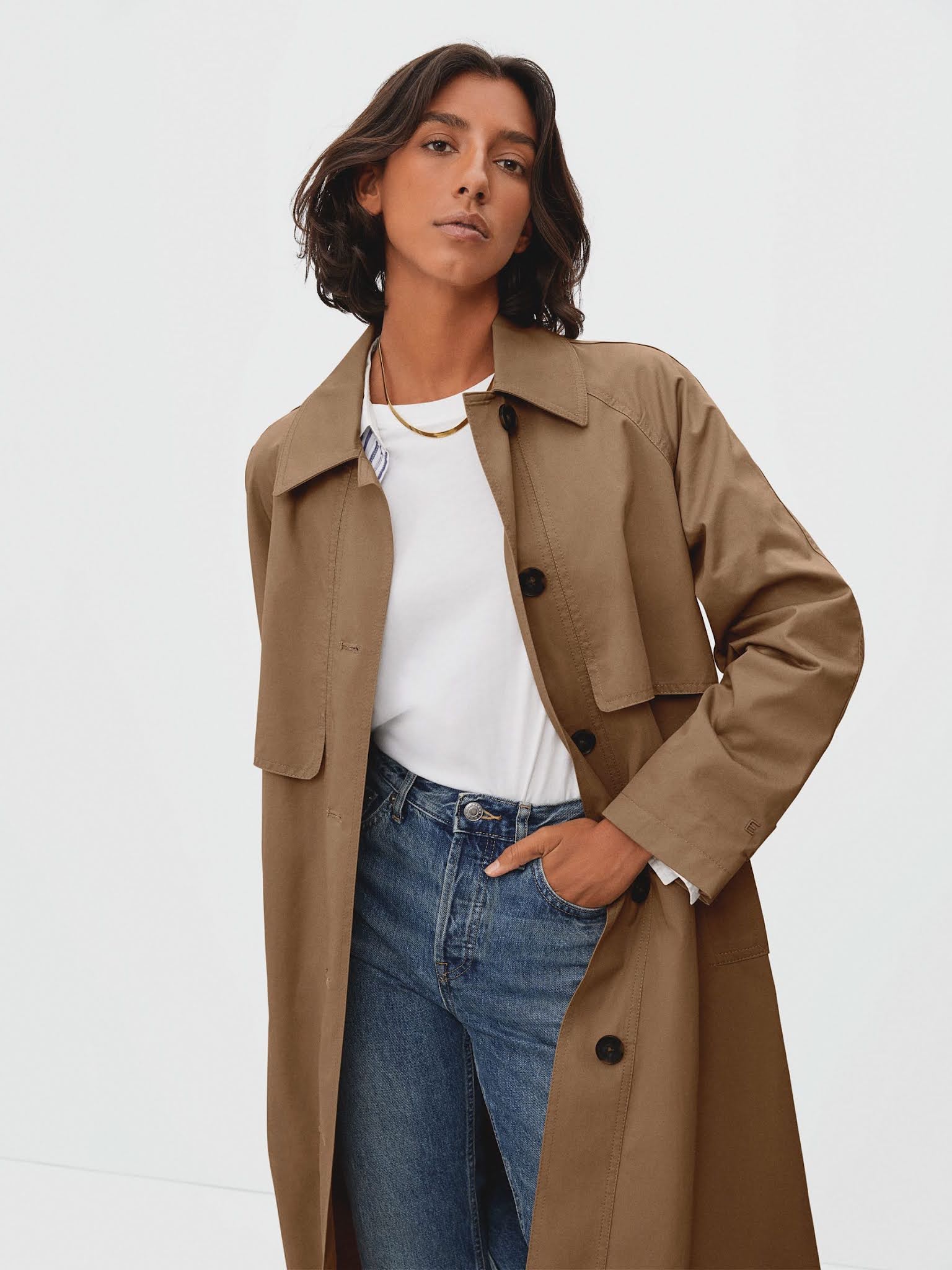 7 Best Outerwear Picks from Everlane — Classic Long Trench Mac Coat Fall and Winter Outfit Idea