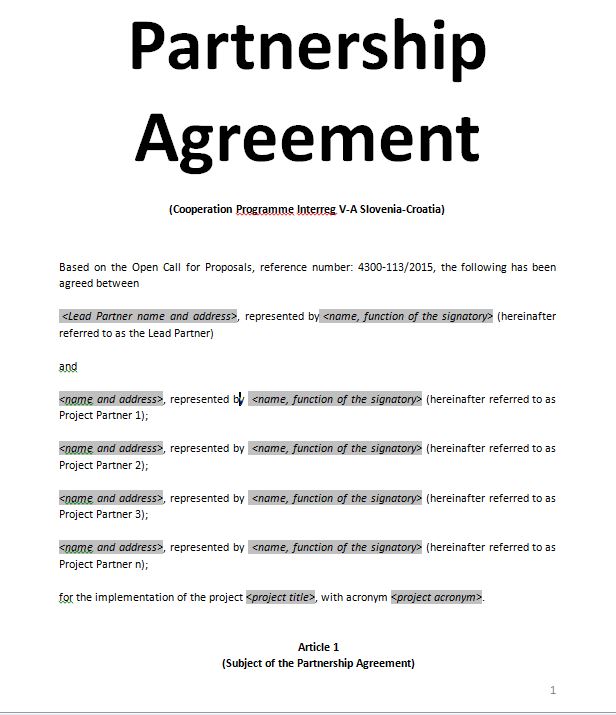Exemples Samples Partnership Agreement Doc And Pdf Sample Contracts 