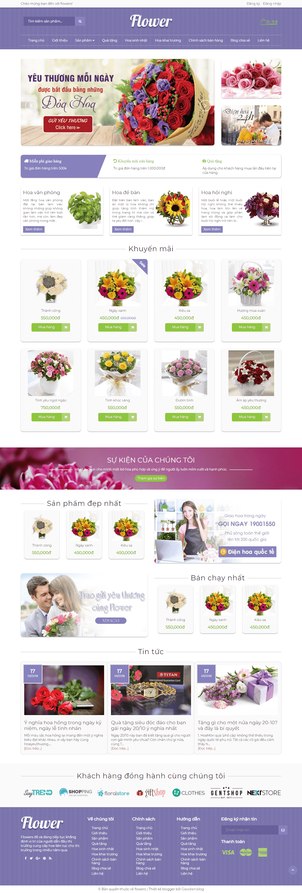 Template blogspot shop bán hoa