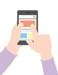 hand holding the smartphone and clicking on the app