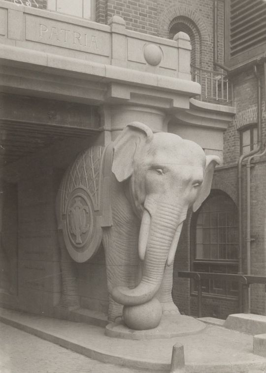 Elephant with Swastika statue by beer HQ Copenhagen : r/pics