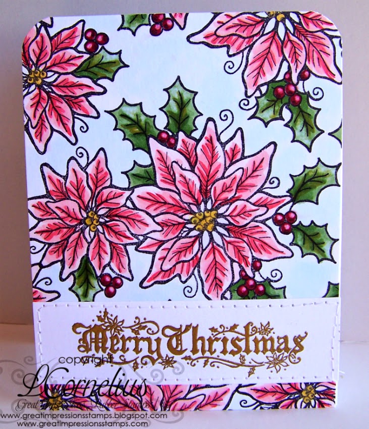 Great Impressions, Leah Cornelius, Poinsettias and Berries, Old World Merry Christmas, Christmas card