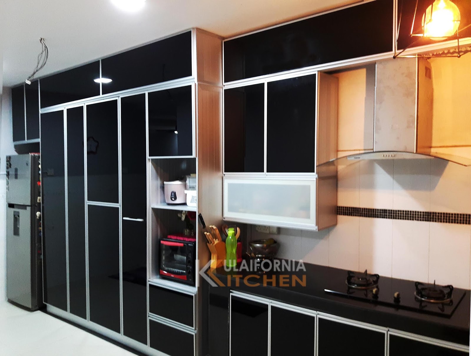 Furniture and kitchen Aluminium Kitchen + Black Glass Door