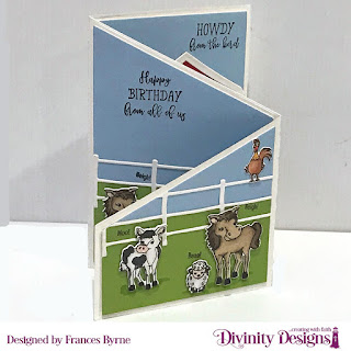 Stamps: Hogs & Kisses, Stamp/Die Duos: Farm Friends, Custom  Dies: Z-Fold Card with Layers, Barn, Farm Fence, Paper Collections: Birthday Brights, Menswear Material 
