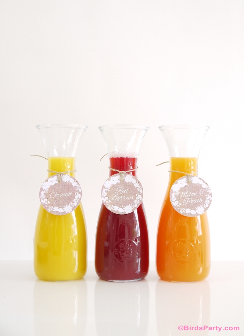 Styling a DIY Mimosa Bar: with Recipes and Free Printables - BirdsParty.com