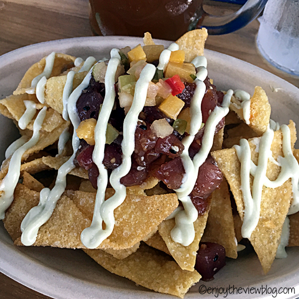 Tuna poke nachos at Township in Tallahassee is delicious! #adventuresofgusandkim #travelover50 #wheretoeatinTallahassee #enjoytheviewblogtravel