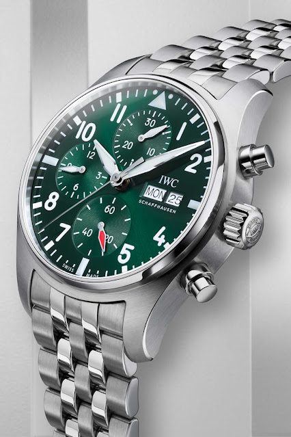 Revoir IWC Pilot Chronograph 41 Green Dial réplique de montre avec prix bas