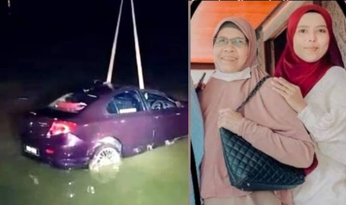 Detik-detik kereta Proton Persona Tenggelam. Dua mangsa maut lemas