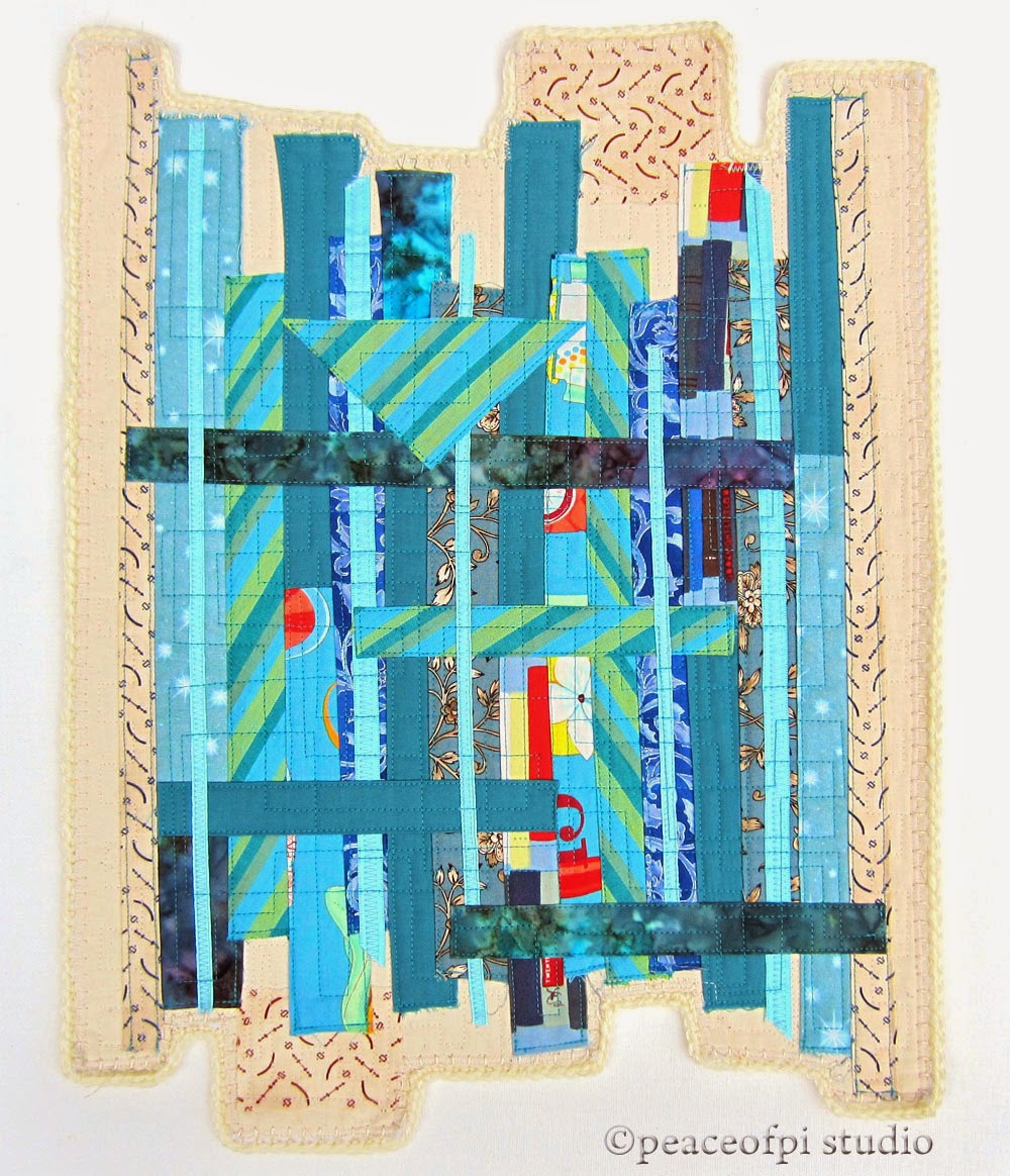 peaceofpi studio Linear Art Quilt with Crochet Edging