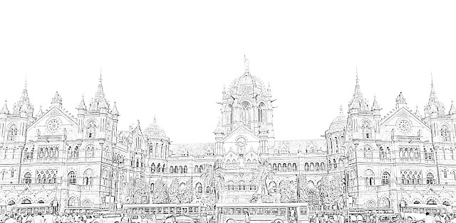 vt station in mumbai sketch