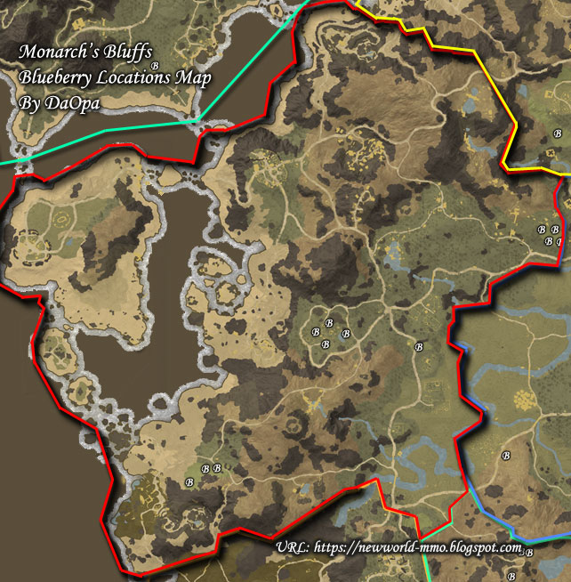 New World Monarch's Bluffs blueberry map