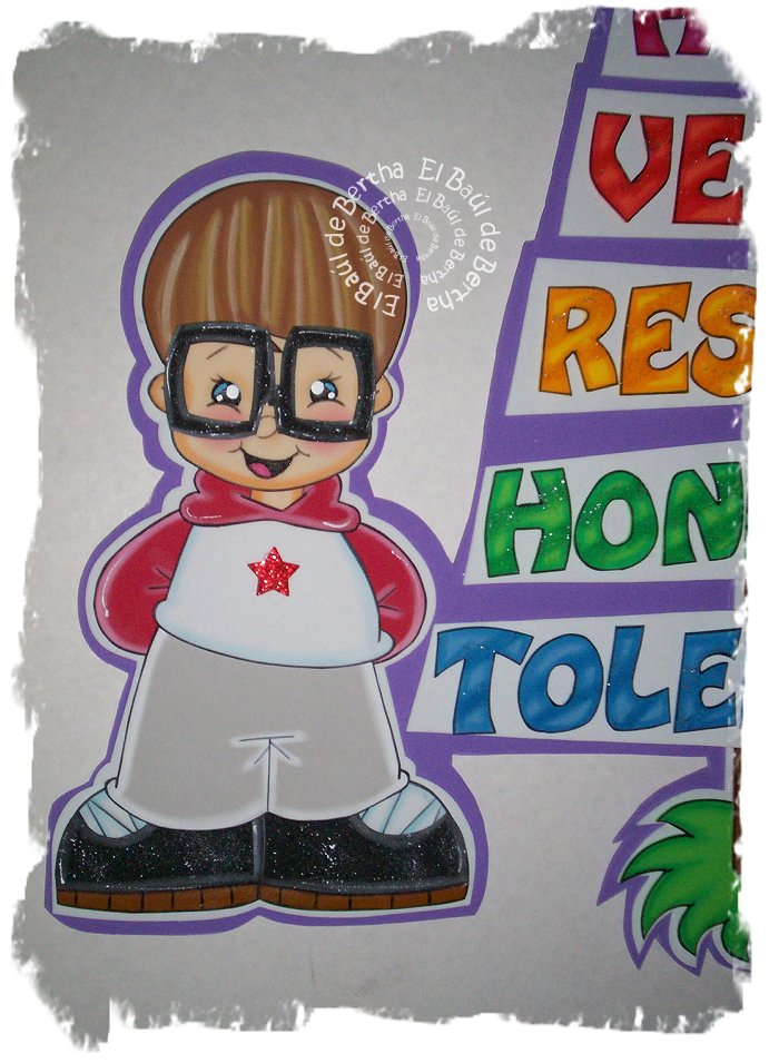 EL BAÚL DE BERTHA MANUALIDADES Letrero Escolar Valores con Niño en Foamy