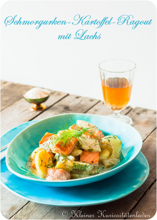 Schmorgurken-Kartoffel-Ragout mit Lachs