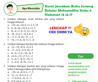 Kunci Jawaban Buku Senang Belajar Matematika Kelas 6 Halaman 13, Halaman 16, Halaman 17, www.simplenews.me