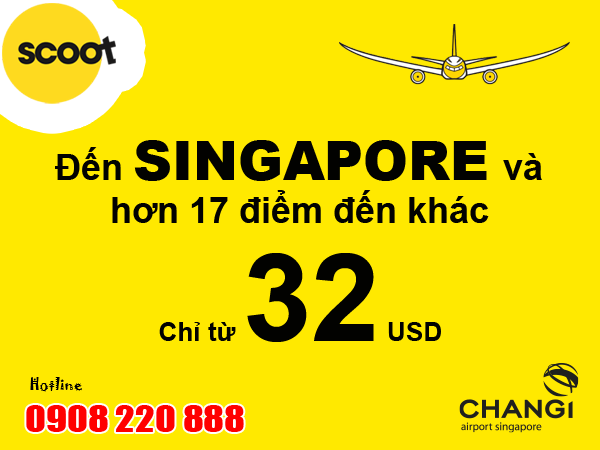 Vé máy bay đi SINGAPORE khứ hồi 1,780,000 đ full thuế