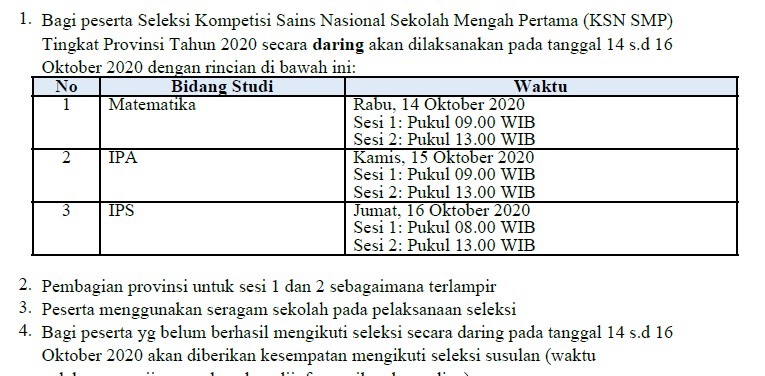 Jadwal Ksn Smp Tingkat Provinsi Tahun 2020 Folder Ksn