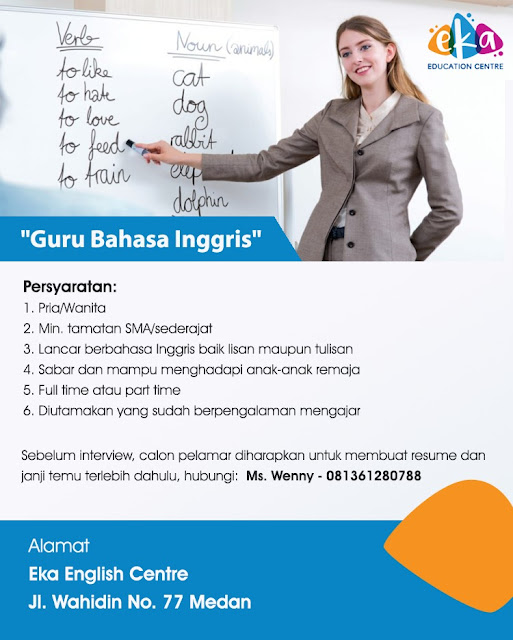 Lowongan Kerja Medan di Eka English Center Guru Bahasa Inggris Lowongan