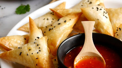 Feta Cheese and Sweet Potato Filo Pastry Samosa Appetizers