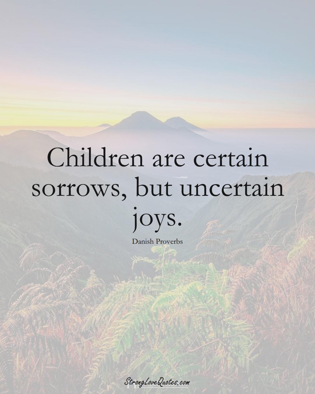 Children are certain sorrows, but uncertain joys. (Danish Sayings);  #EuropeanSayings
