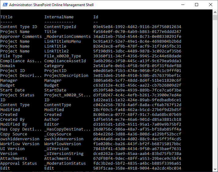 sharepoint online powershell get list fields