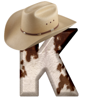 Abecedario Piel de Vaca y Sombrero de Cowboy. Alphabet with Cowboy Hat.