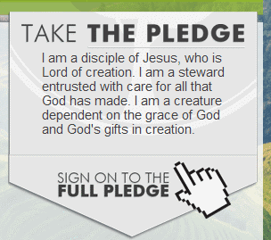 The pledge - I am a disciple of Jesus, who is Lord of creation. I am a steward entrusted with care for all that God has made. I am a creature dependent on the grace of God and God's gifts in creation.