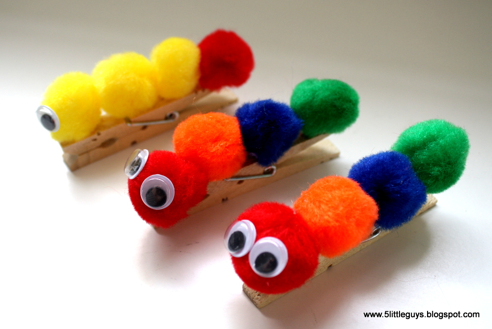 Five Little Guys Clothespin Caterpillars